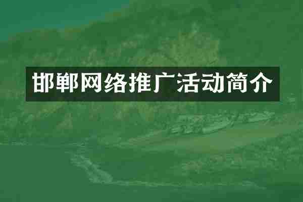 邯郸网络推广活动简介
