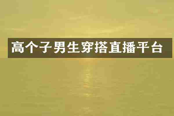 高个子男生穿搭直播平台