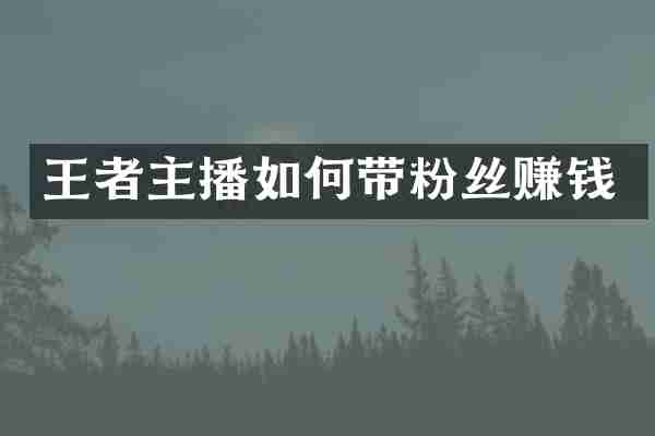 王者主播如何带粉丝赚钱
