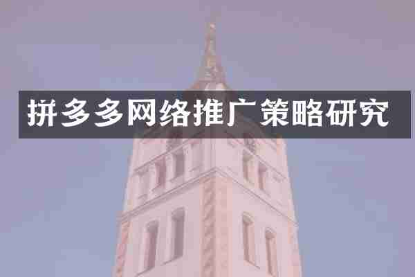 拼多多网络推广策略研究