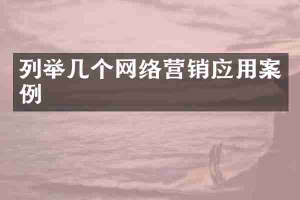 列举几个网络营销应用案例