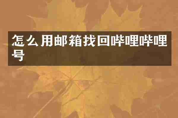 怎么用邮箱找回哔哩哔哩号