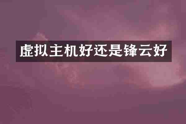 虚拟主机好还是锋云好