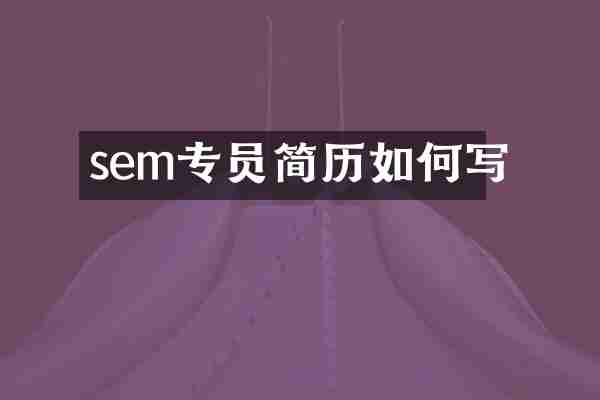 sem专员简历如何写