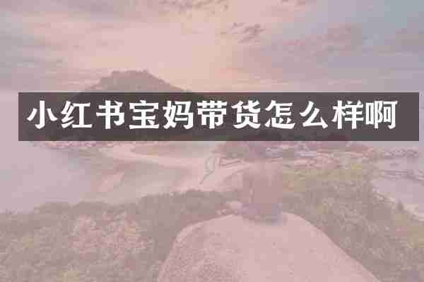 小红书宝妈带货怎么样啊