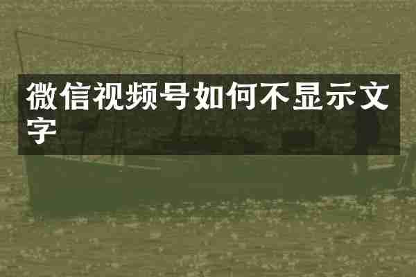 微信视频号如何不显示文字