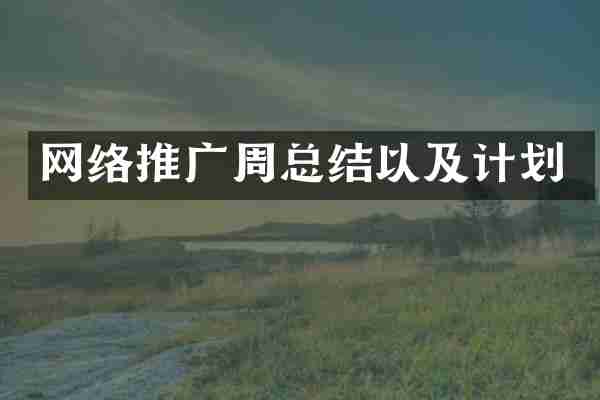 网络推广周总结以及计划