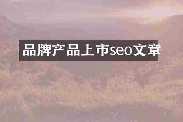 品牌产品上市seo文章