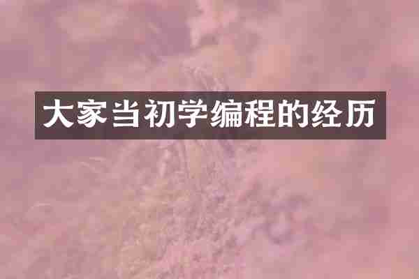 大家当初学编程的经历