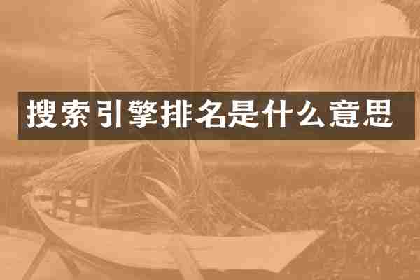 搜索引擎排名是什么意思