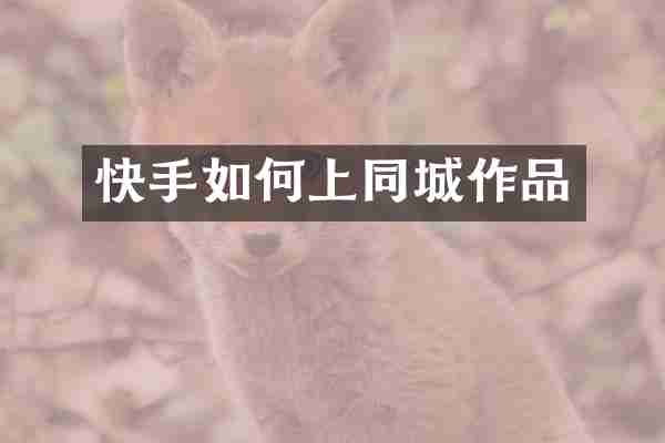 快手如何上同城作品