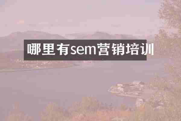 哪里有sem营销培训