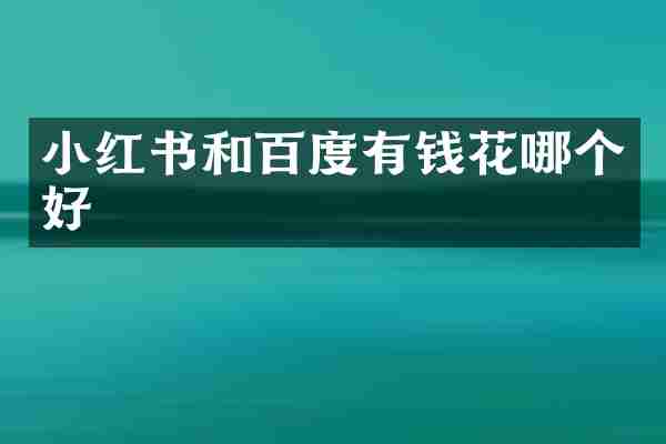 小红书和百度有钱花哪个好