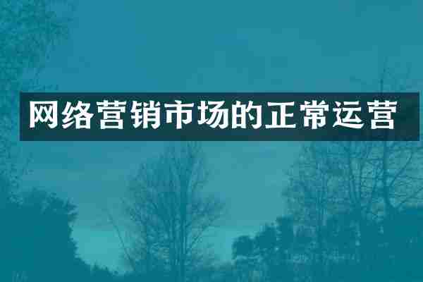 网络营销市场的正常运营