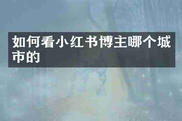 如何看小红书博主哪个城市的