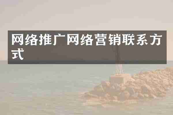 网络推广网络营销联系方式