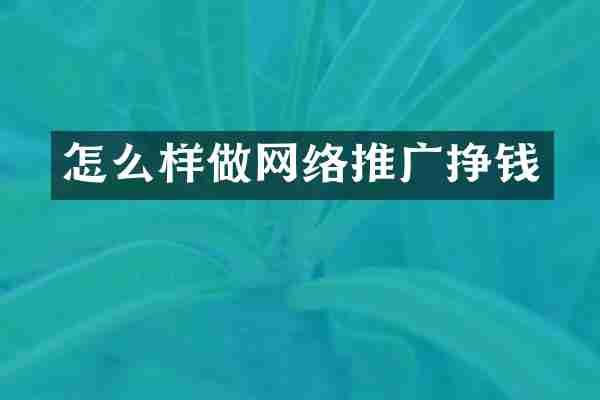 怎么样做网络推广挣钱