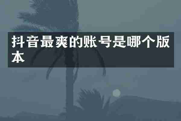 抖音最爽的账号是哪个版本