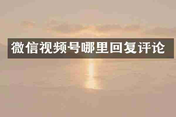 微信视频号哪里回复评论