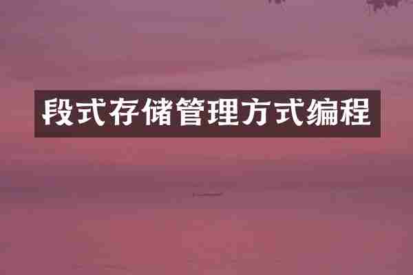 段式存储管理方式编程