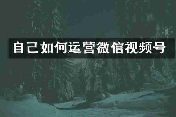 自己如何运营微信视频号