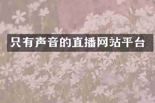 只有声音的直播网站平台