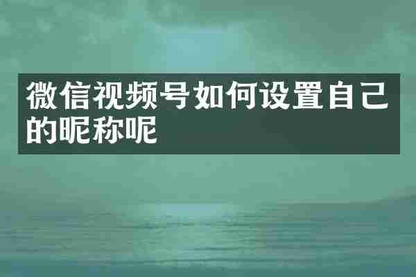微信视频号如何设置自己的昵称呢