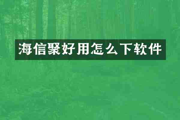 海信聚好用怎么下软件