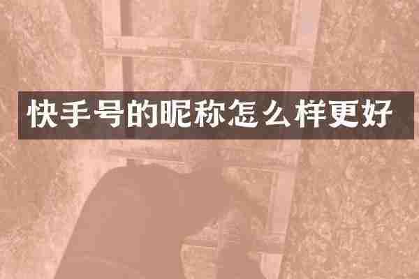 快手号的昵称怎么样更好