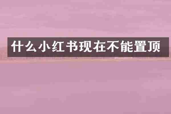 什么小红书现在不能置顶