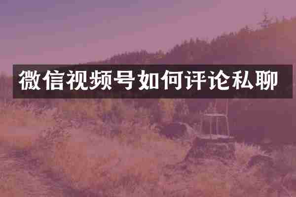 微信视频号如何评论私聊