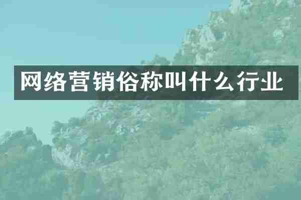 网络营销俗称叫什么行业