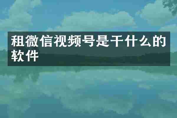 租微信视频号是干什么的软件