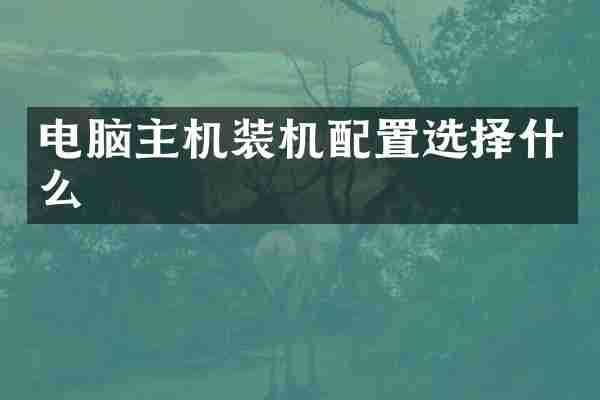 电脑主机装机配置选择什么