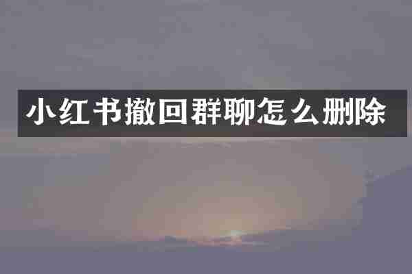 小红书撤回群聊怎么删除