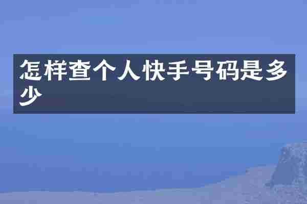 怎样查个人快手号码是多少