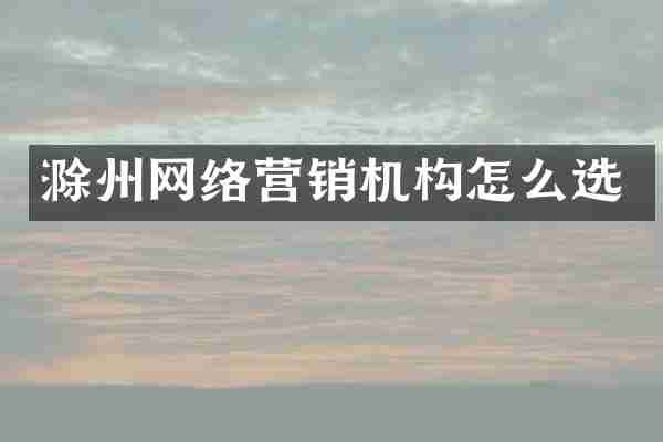 滁州网络营销机构怎么选