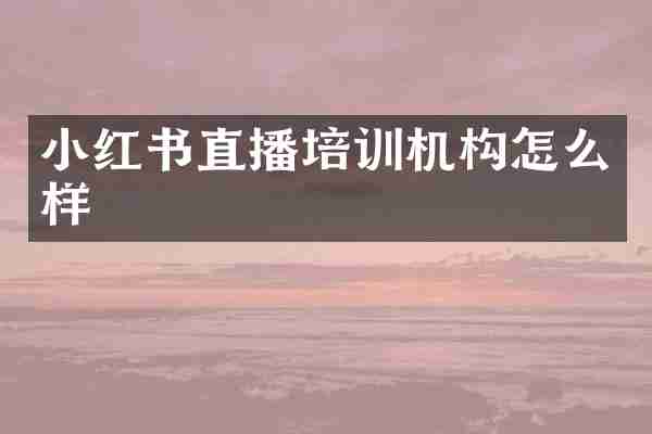 小红书直播培训机构怎么样