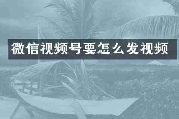 微信视频号要怎么发视频