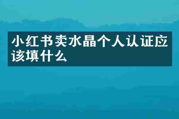 小红书卖水晶个人认证应该填什么