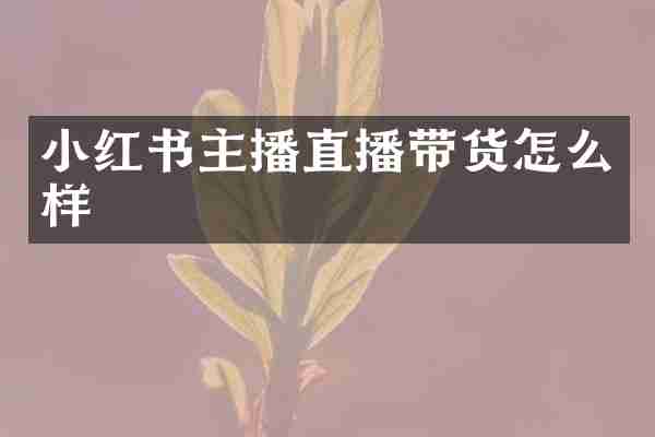 小红书主播直播带货怎么样