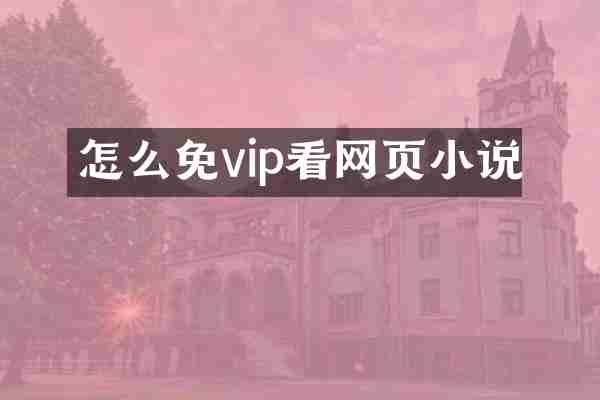 怎么免vip看网页小说