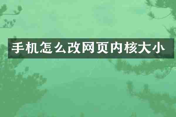 手机怎么改网页内核大小