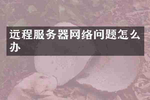 远程服务器网络问题怎么办