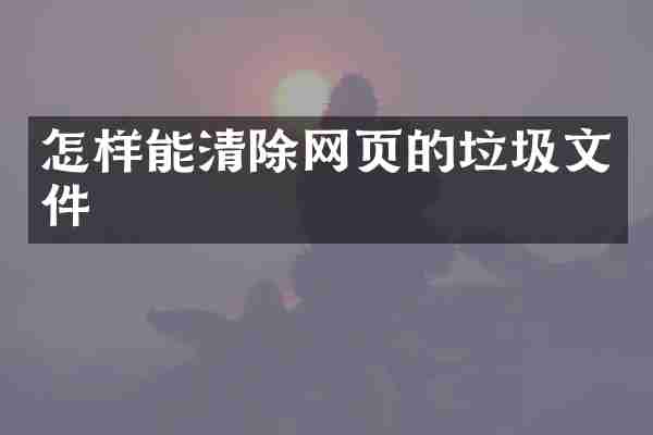怎样能清除网页的垃圾文件