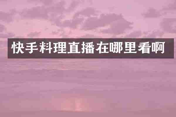 快手料理直播在哪里看啊
