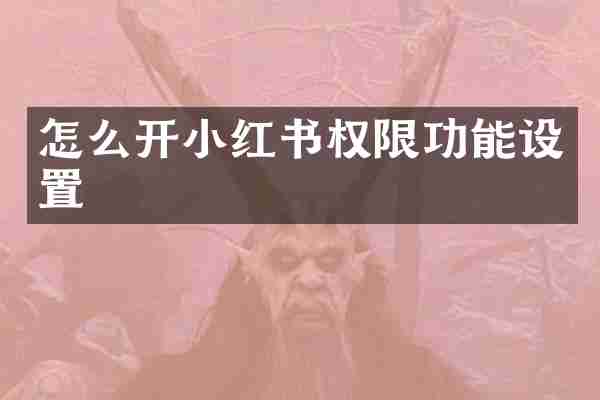 怎么开小红书权限功能设置