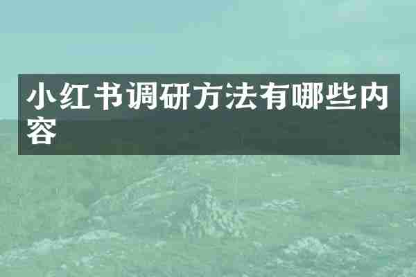 小红书调研方法有哪些内容
