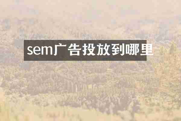 sem广告投放到哪里