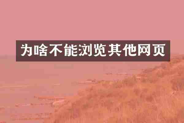 为啥不能浏览其他网页